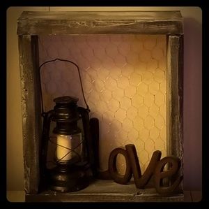 Rustic Shelf with chicken wire